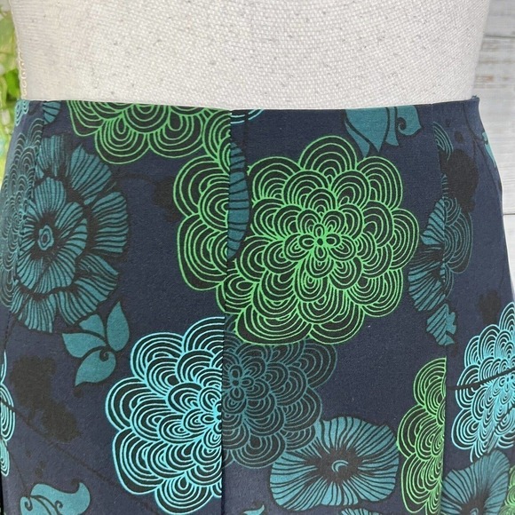 Liz Claiborne Skirt size 4 Blue Green Floral Knee Pleated A Line Tropical Modest - Picture 6 of 11